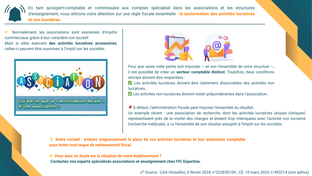 ⚖️ Sectorisation des activités lucratives et non lucratives :