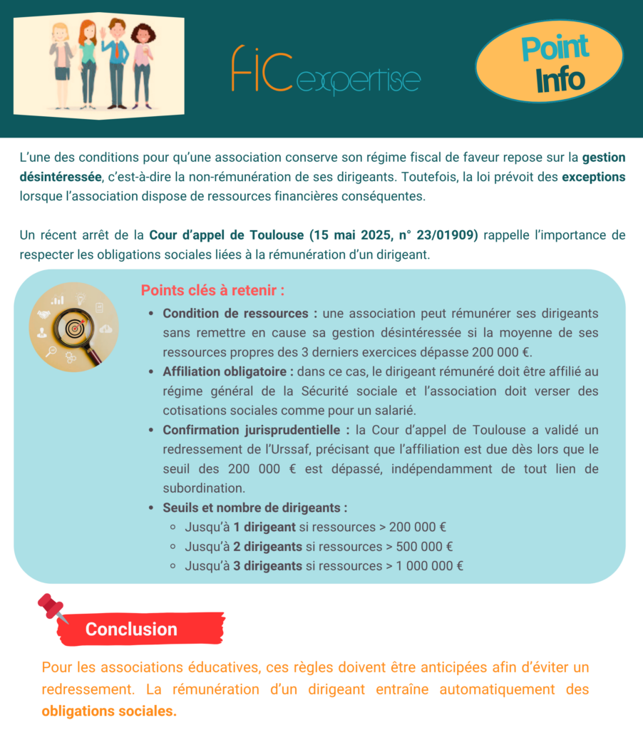 Rémunération des dirigeants d’associations :